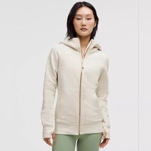 🍋 Lululemon Full-Zip Hoodie Heathered Light Ivory / Gold Size 10
